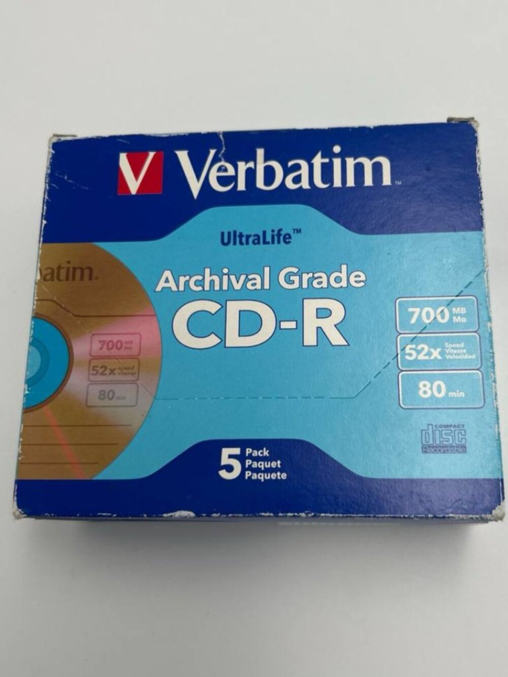 Verbatim UltraLife 24K Gold Archival CD-R 5 Pack Sealed Jewel Cases 📀